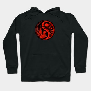 Red and Black Dragon Phoenix Yin Yang Hoodie